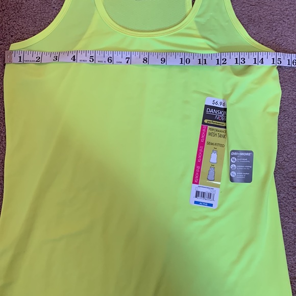 NWT Highlighter Yellow Danskin Racerback Athletic Tank Top - Picture 5 of 8